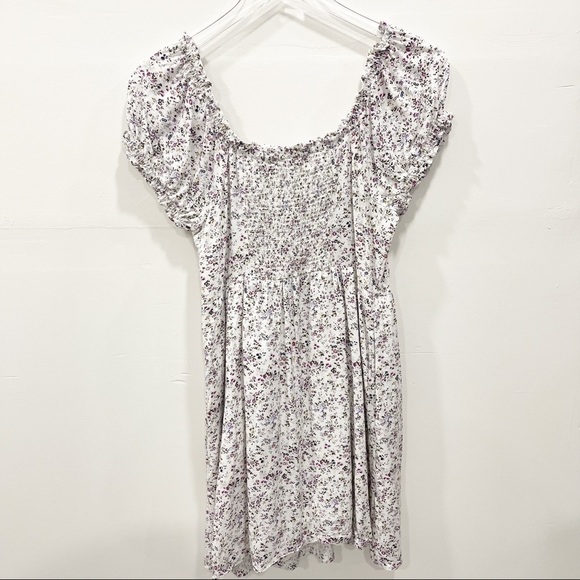 J. Crew Cotton Puff-Sleeve Peasant Mini Dress Micro Floral Soft Rayon 10 Petite - Picture 3 of 7